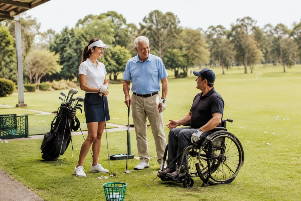 Who can play golf with adaptive equipment and beginner instruction