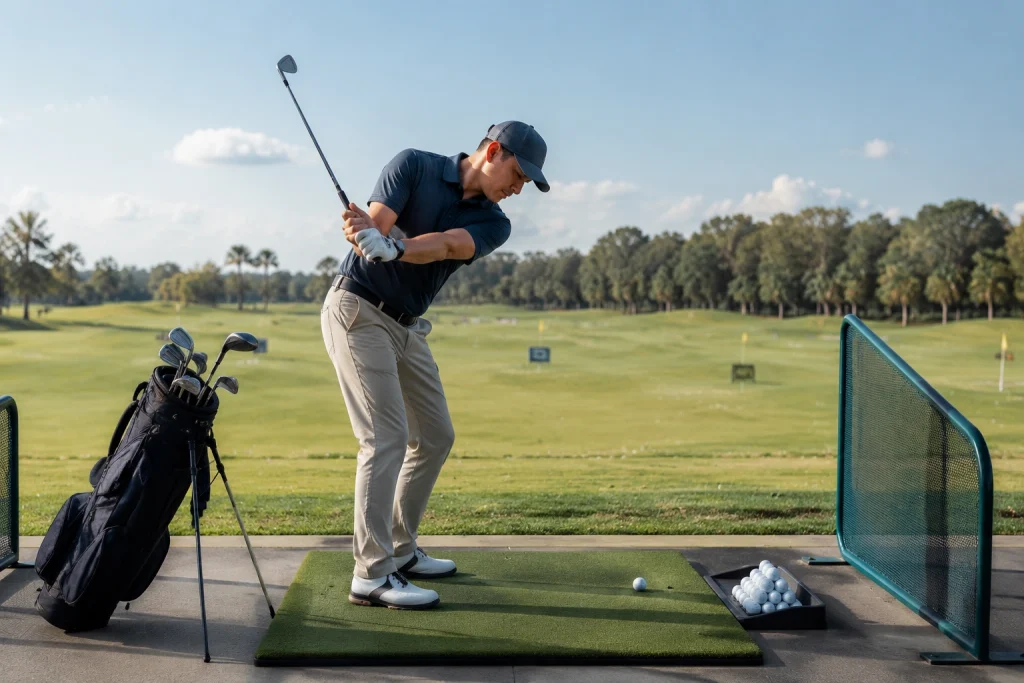 Golf Beginner Checklist for warming up before a first round