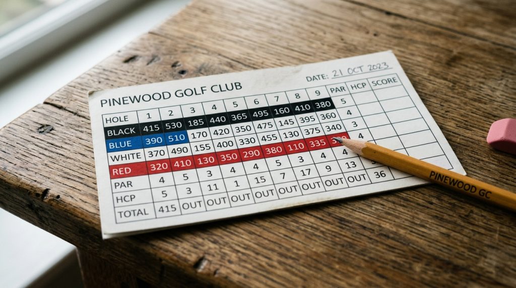 what is par shown on a golf course scorecard with yardage and par ratings