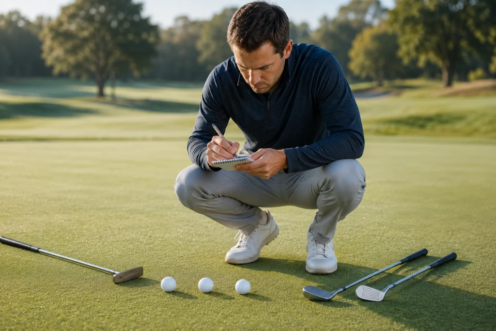 Golfer testing different models using a Golf Ball Basics fitting process