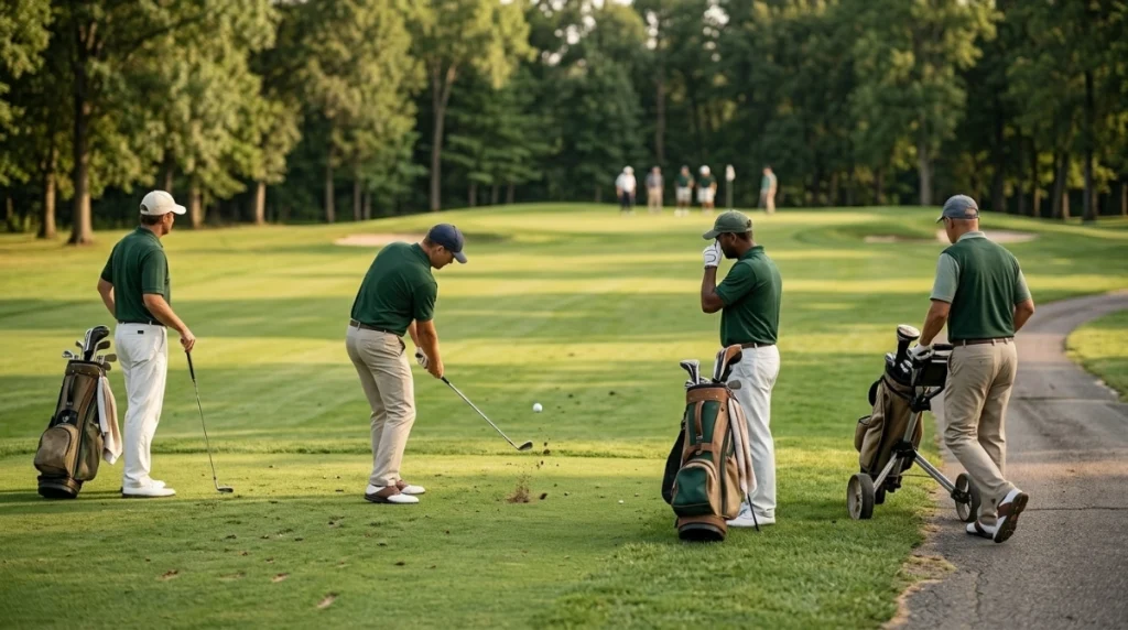Golfers using ready golf and preparing early to maintain proper pace of play
