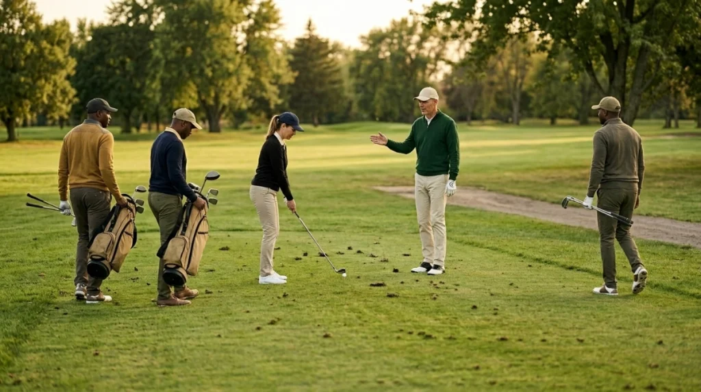 Golfers using ready golf after their group falls behind the expected pace