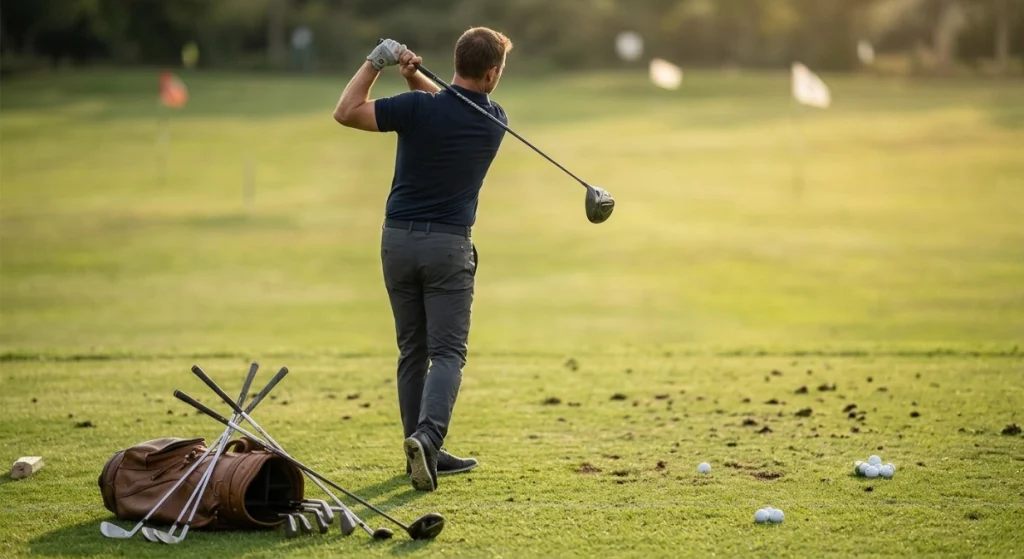 Swing Tempo Basics shown across wedge, iron and driver practice with consistent rhythm