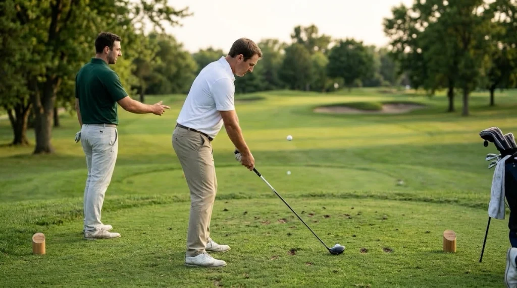 Best Ball Format partners use a safe fairway shot before taking a more aggressive tee line.