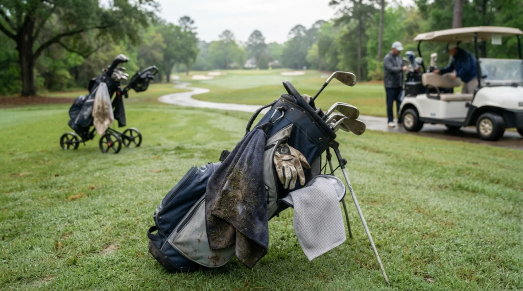 How to choose a golf towel for wet weather, stand bags, push carts, and riding carts